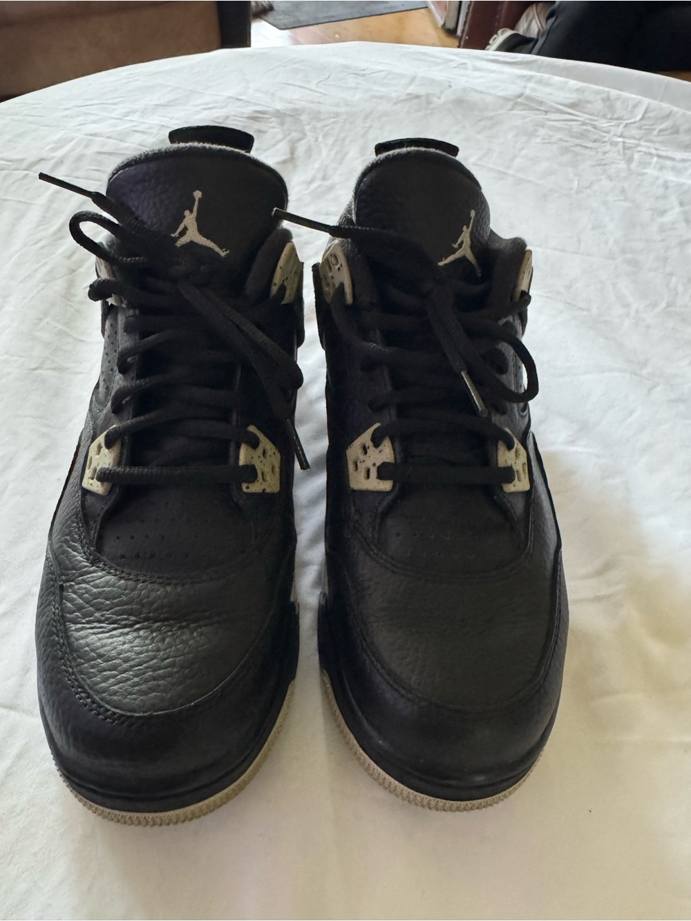 Jordan Men's Youth Black Leather High-Top Sneakers with White Jumpman